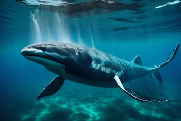 Picture the underwater ballet of a majestic whale, its colossal silhouette moving with elegance and...