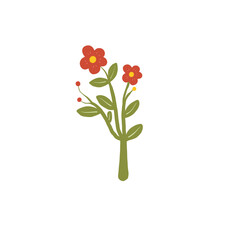 Obraz premium leaf and flowers icon illustration - plants illustration - nature