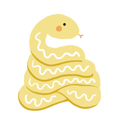 Cute yellow exotic snake - animal illustration transparant backgound png