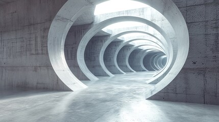 abstract futuristic architecture with empty concrete floor