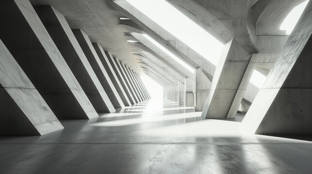 abstract futuristic architecture with empty concrete floor