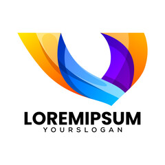 letter v colorful icon logo design