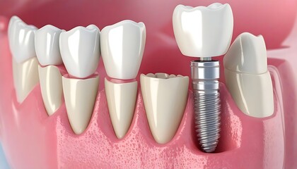 Fototapeta na wymiar A dental implant in a gum model