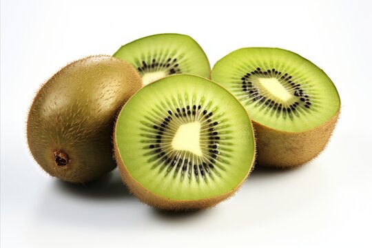 Vibrant kiwi fruit isolated on white background   high quality image for advertising campaigns