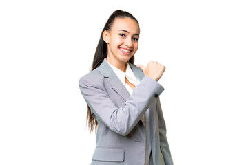 Young Arabian woman over isolated chroma key background proud and self-satisfied