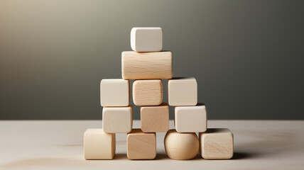Stack of building blocks against a clean, neutral background