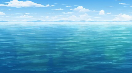 Obraz premium Ocean Serenity, digital painting on canvas, cool blues and greens with a calming ripple effect - Generative AI