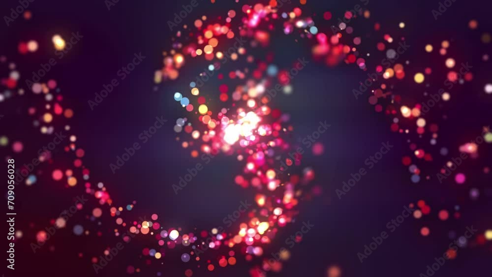 Wall mural colorful circular glowing particles, motion loop in abstract blurred background video