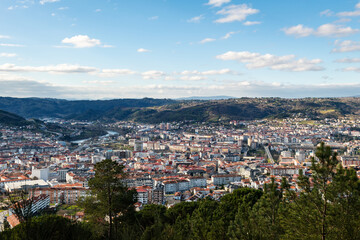 Fototapeta na wymiar Panorama view of the skyline of the Galician city of Ourense as seen from the outskirts.