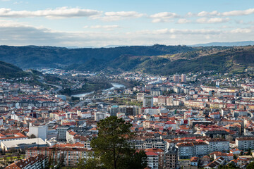 Panorama view of the skyline of the Galician city of Ourense as seen from the outskirts. - 709056868