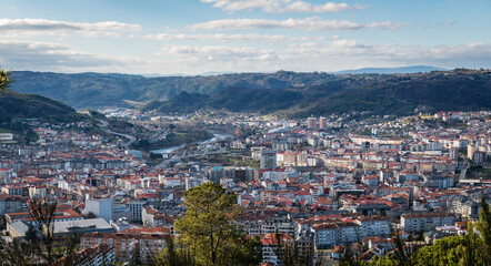 Panorama view of the skyline of the Galician city of Ourense as seen from the outskirts. - 709057025