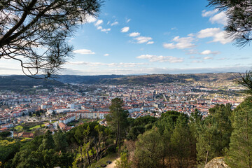 Panorama view of the skyline of the Galician city of Ourense as seen from the outskirts. - 709057071