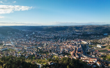 Panorama view of the skyline of the Galician city of Ourense as seen from the outskirts. - 709057099
