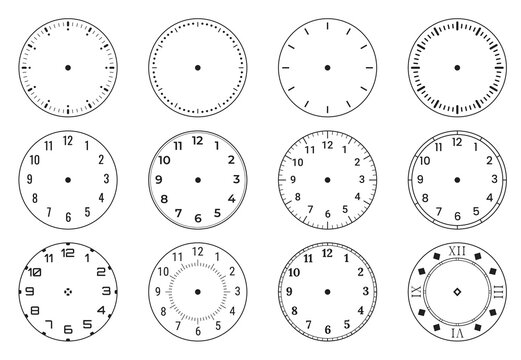 Clock dial watch face vector set