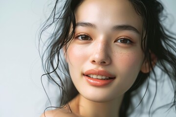 Naklejka premium アジア人女性の美容イメージ（スキンケア・ボディケア・エステサロン）, Generative AI