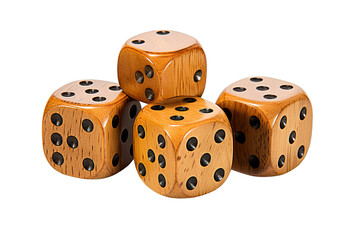 Wooden game dice isolated on a Transparent background. Generative AI
