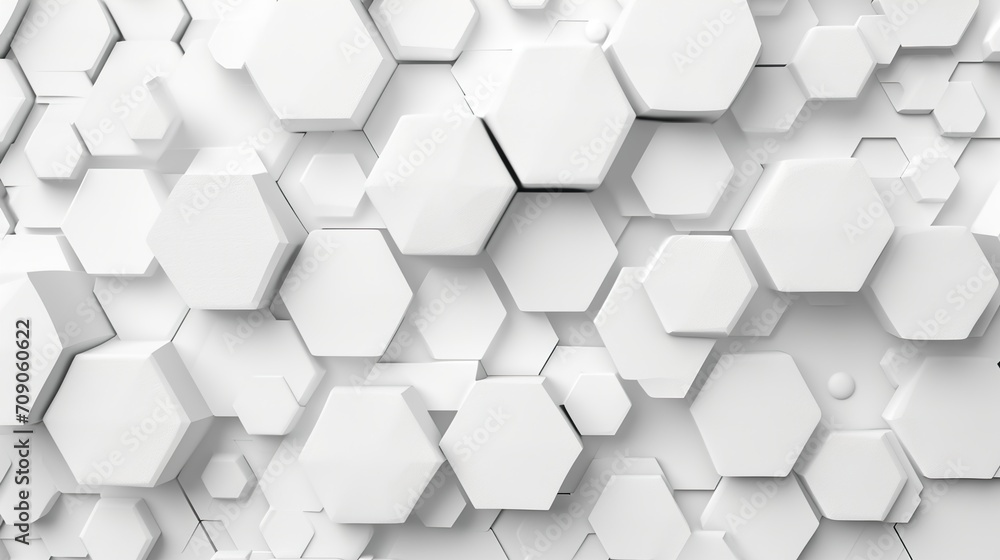 Wall mural white hexagonal abstract 3d background