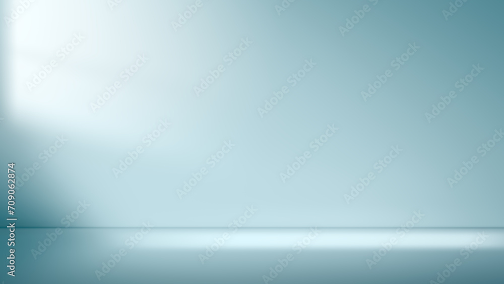 Aufkleber abstract minimal light blue background for product presentation. shadow and light from windows on pl
