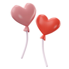 3d rendering of valentine's heart balloons icon
