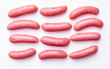 Naklejka premium Tasty goodness sausages Isolated on White background Generated AI