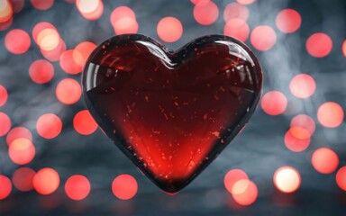 Fototapeta premium Heart made from glass on bokeh background.