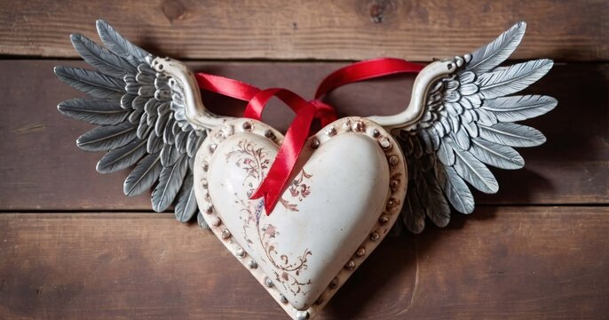 Heart with wings, Valentine's Day winged heart.