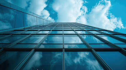Fototapeta na wymiar modern office building with blue sky background, architecture