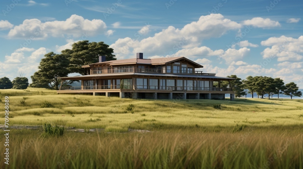 Poster prairie style architecture: a detailed exploration of a house design characterized by horizontal lin
