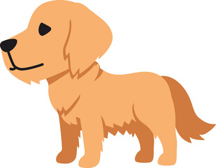 Cartoon character side view golden retriever dog for design.