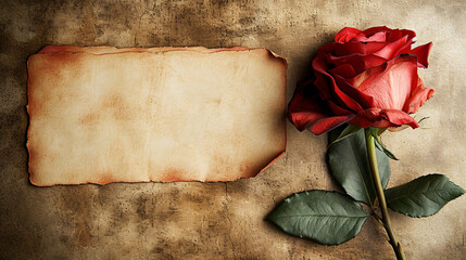 Romantic rose flowers and paper for Valentine's Day, Valentine's Day theme concept illustration