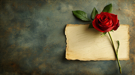 Romantic rose flowers and paper for Valentine's Day, Valentine's Day theme concept illustration