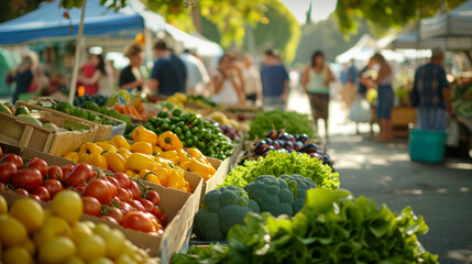 Experience a morning at a vibrant market filled with fresh farm produce, veggies, and fruits
