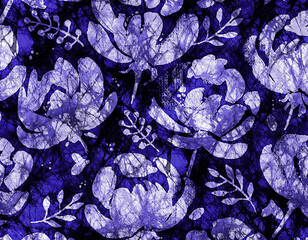 Blue fabric texture, batik pattern, shibori design.
