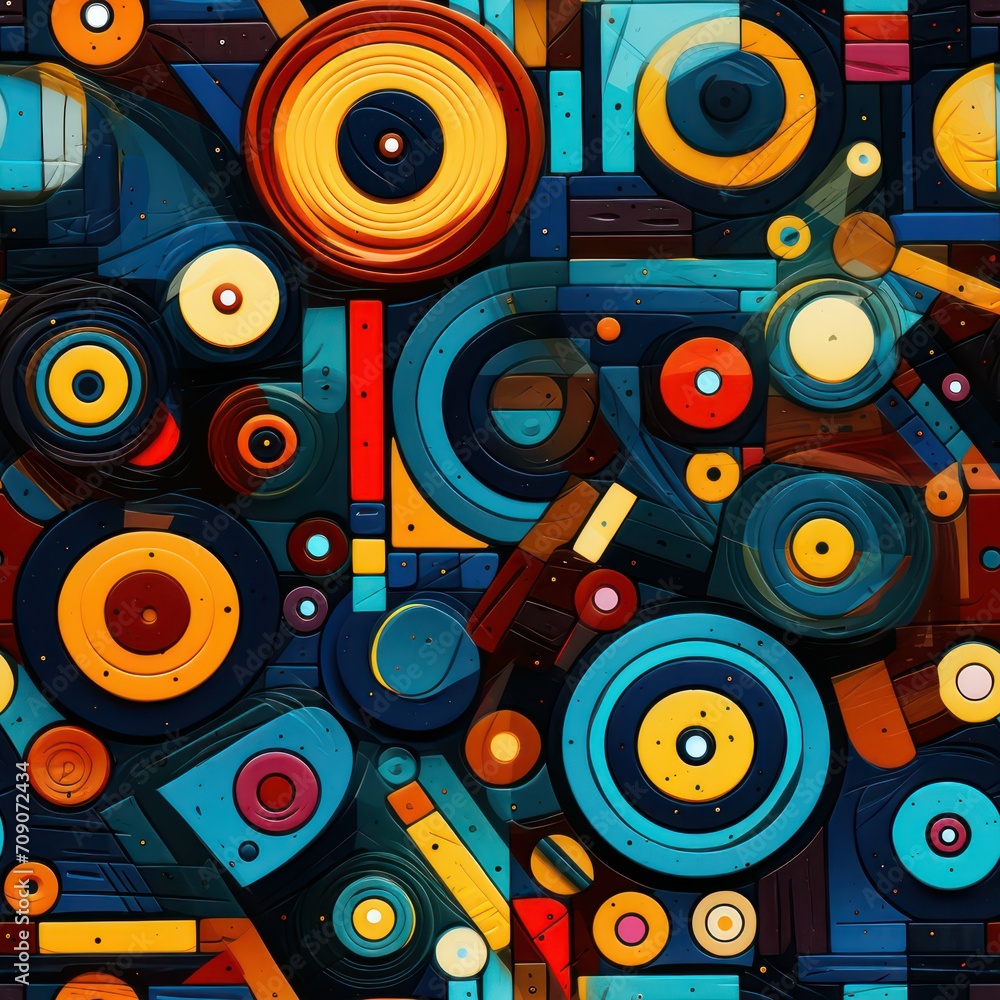 Poster seamless abstract multicolored retro shapes concept pattern background