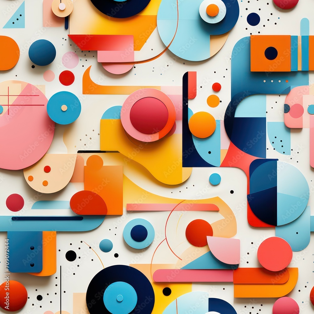 Poster seamless abstract multicolored retro shapes concept pattern background