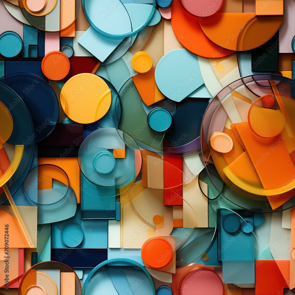 Poster seamless abstract multicolored retro shapes concept pattern background