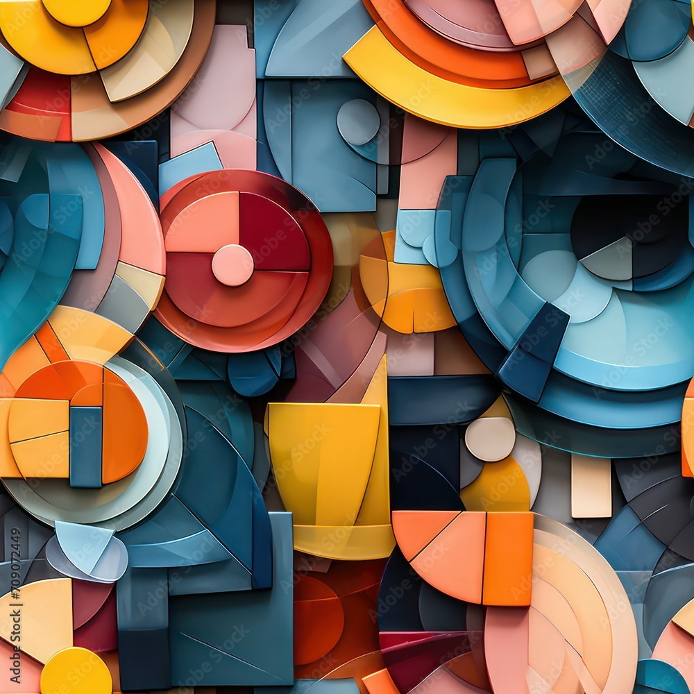 Poster seamless abstract multicolored retro shapes concept pattern background