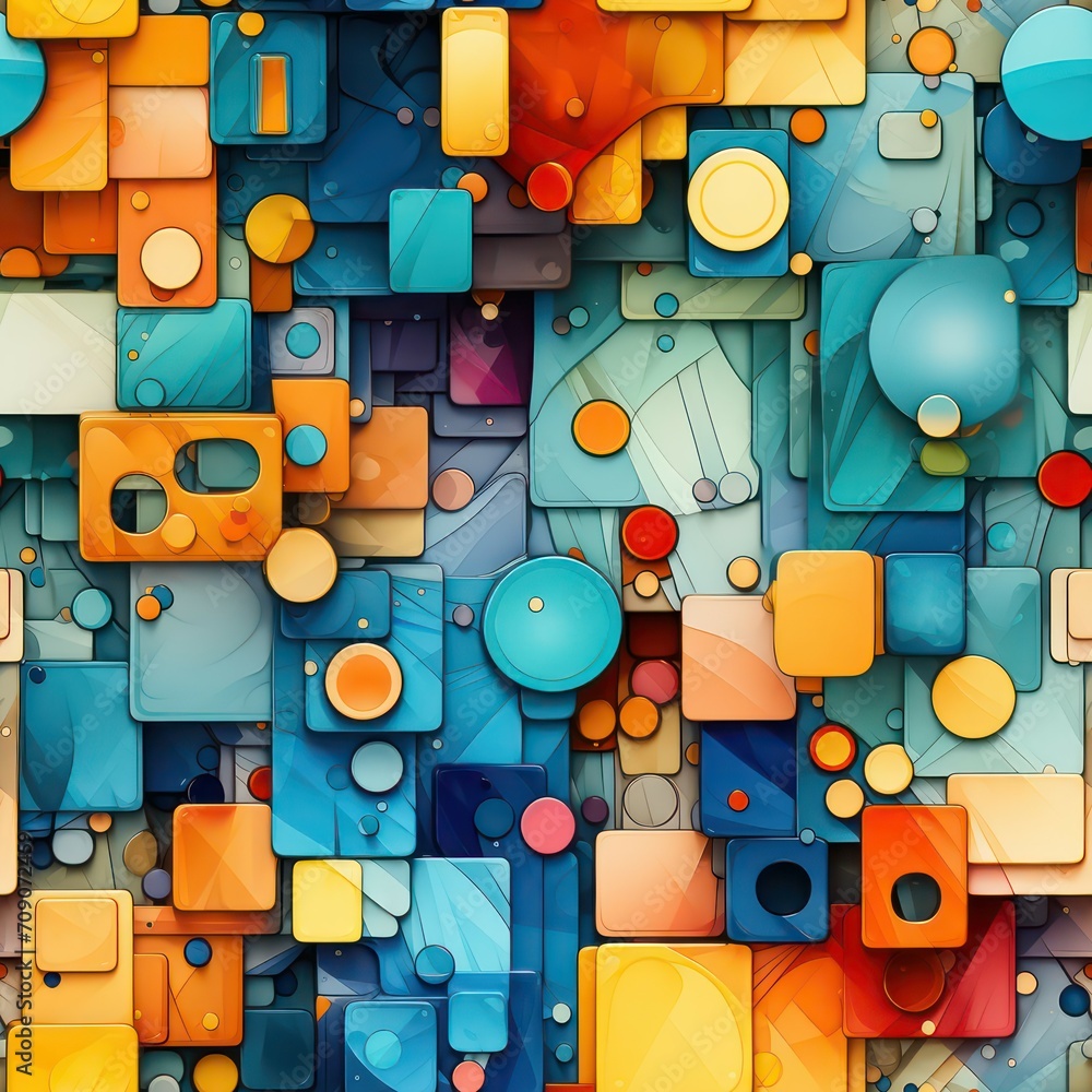 Poster seamless abstract multicolored retro shapes concept pattern background