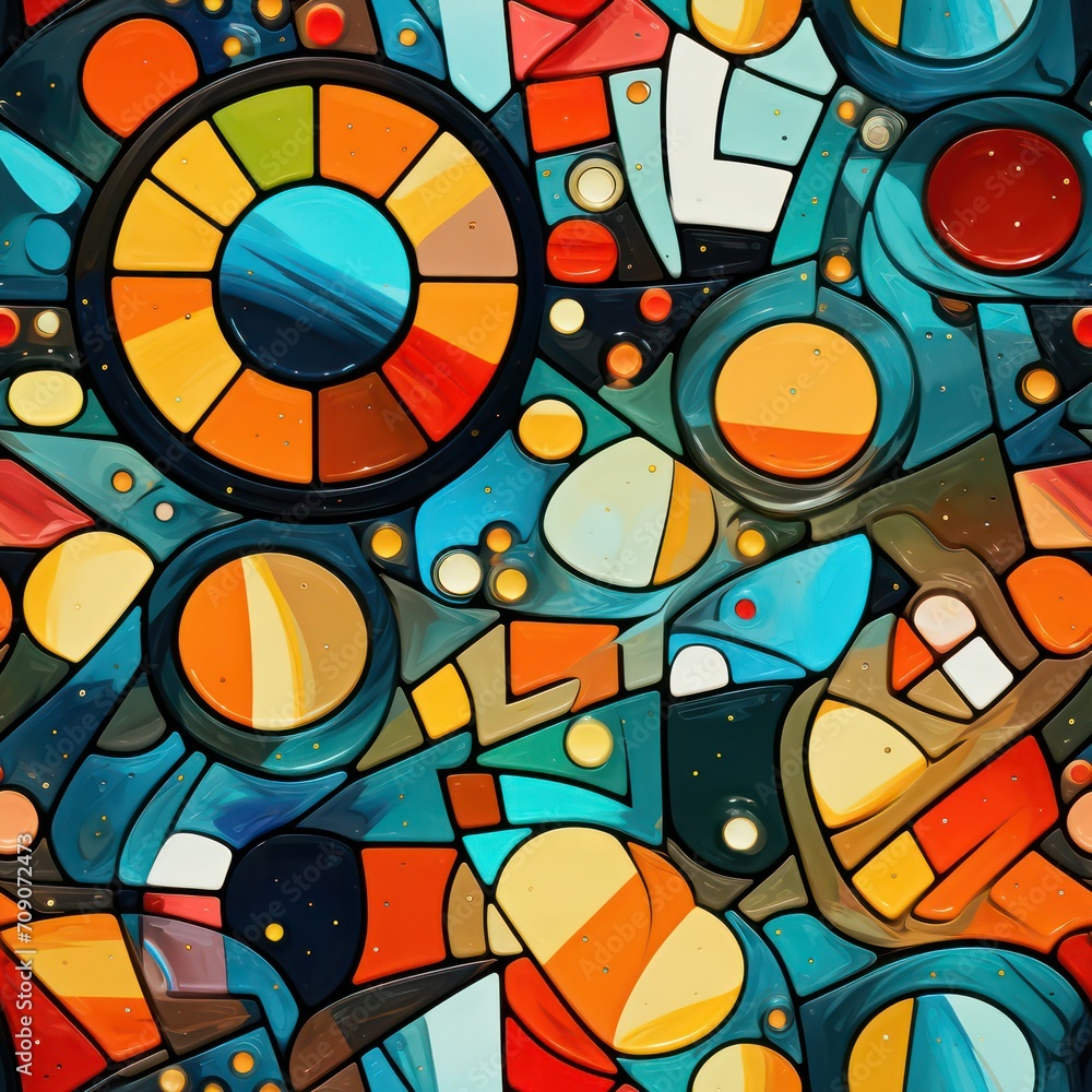 Poster seamless abstract multicolored retro shapes concept pattern background