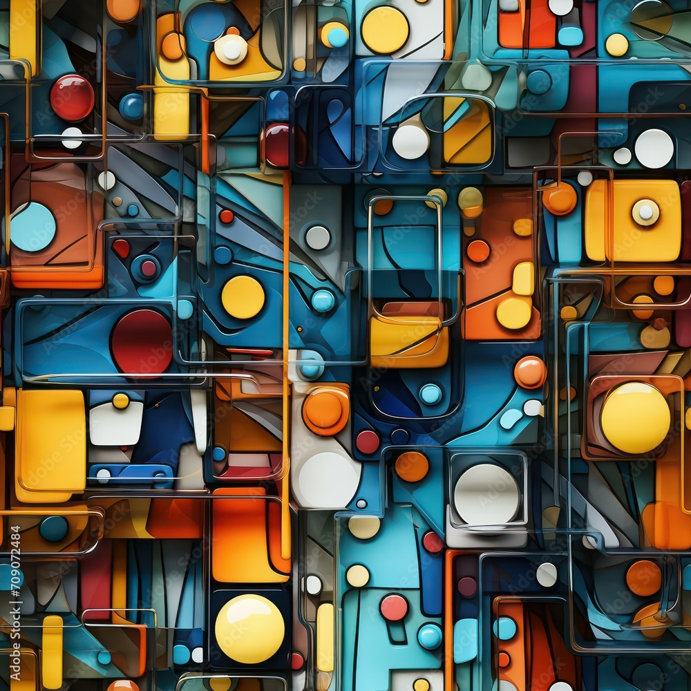 Poster seamless abstract multicolored retro shapes concept pattern background