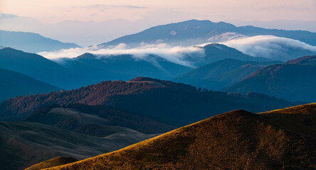 Scenic mountain range panorama.
