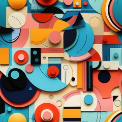 Seamless abstract multicolored retro shapes concept pattern background