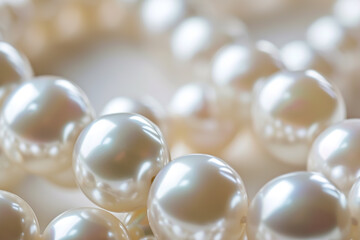 close-up of a pearl bracelet, with the pearls arranged in a pattern - obrazy, fototapety, plakaty