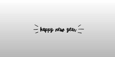 Black modern design stylish writing on white background. Happy new year banner. - obrazy, fototapety, plakaty
