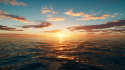 Fototapeta na wymiar A breathtaking sunrise over a serene ocean, with the sun casting a golden path on the water's surface-Generative Ai