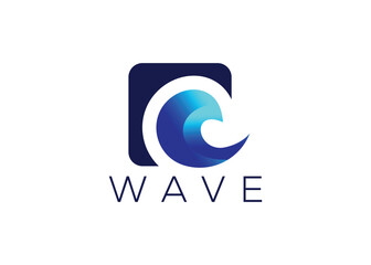 Obraz premium Minimalist Ocean wave logo design vector template