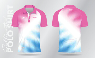 soft color blue and pink sublimation polo sport jersey template design
