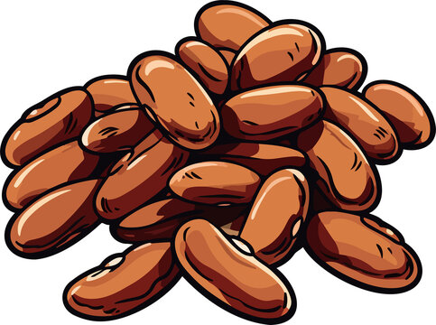 brown beans pile, cartoon style