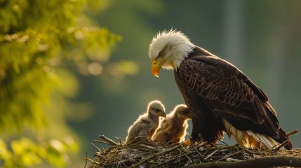 Gordijnen The bald eagle and its children © ding