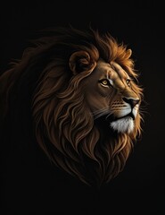 lion head on black background (3D logo)